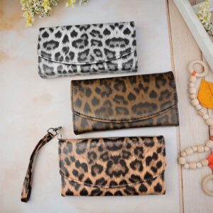 کیف پول زنانه لب گرد پلنگی