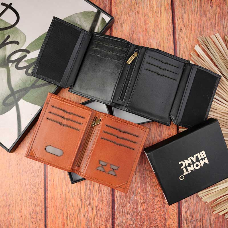 کیف پول کتابی ساده چرم